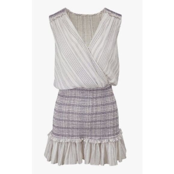 Veronica Beard Cox Smocked Flounce Coverup Mini Dress Sz. L - Picture 3 of 11